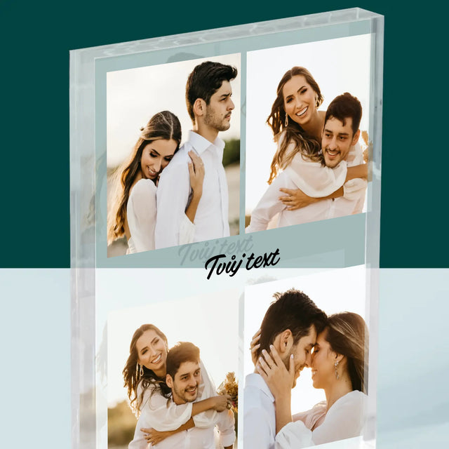 Fotokoláž: 4 Fotky A Nápis - Akrylový Blok