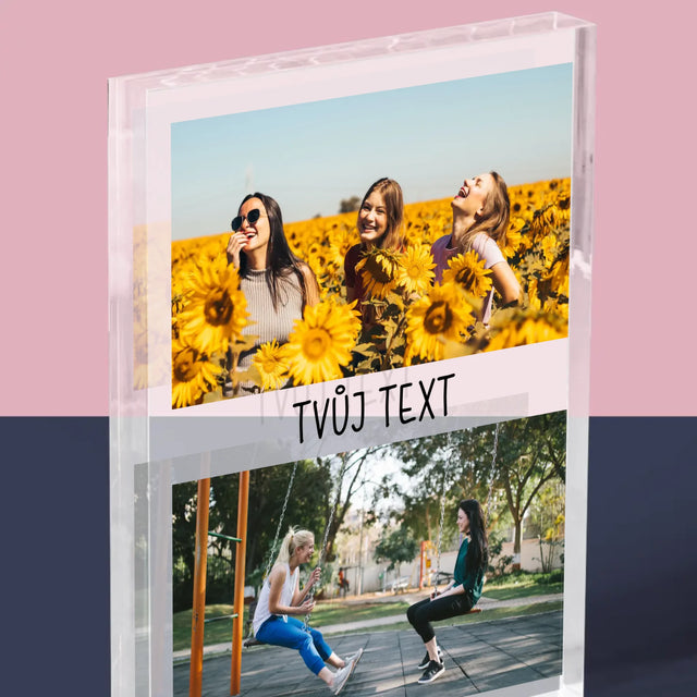 Fotokoláž: 2 Fotky A Nápis - Akrylový Blok