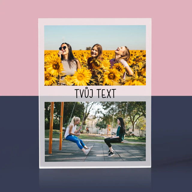 Fotokoláž: 2 Fotky A Nápis - Akrylový Blok