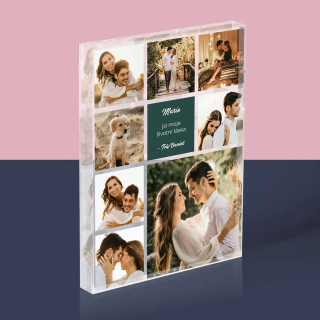Fotokoláž: Koláž Milostná - Akrylový Blok