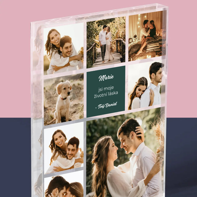 Fotokoláž: Koláž Milostná - Akrylový Blok
