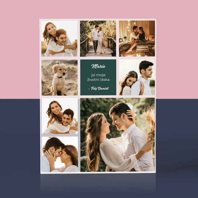Fotokoláž: Koláž Milostná - Akrylový Blok