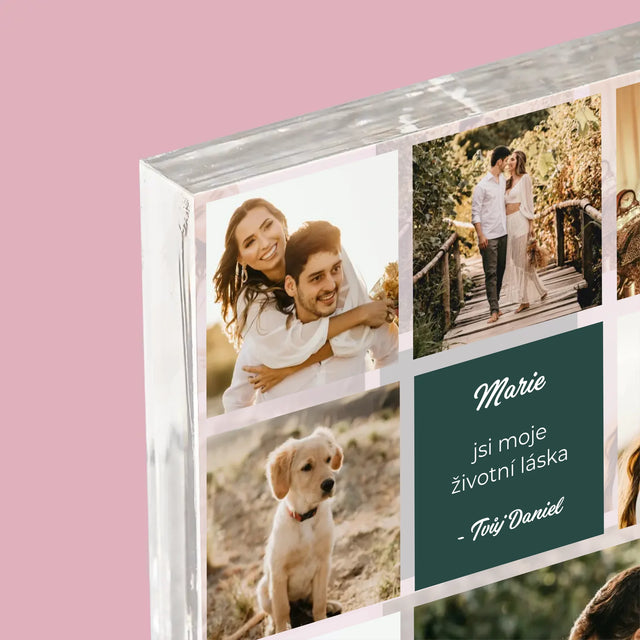 Fotokoláž: Koláž Milostná - Akrylový Blok