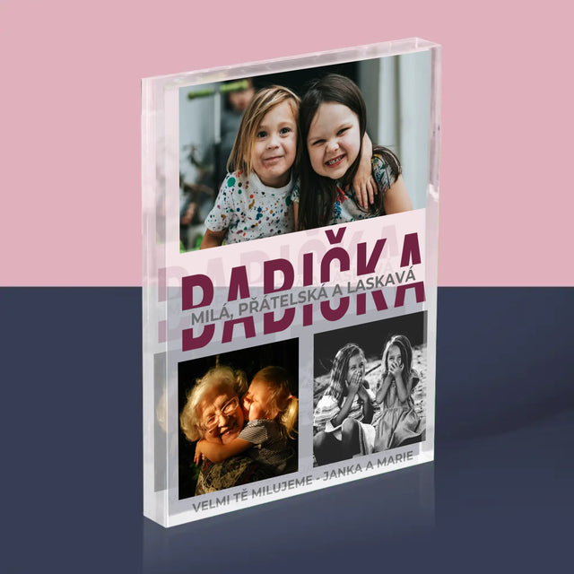 Fotokoláž: Babička - Akrylový Blok