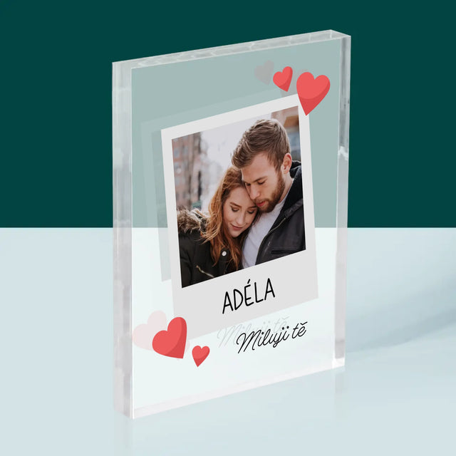 Fotka A Textem: Miluji Tě Fotka - Akrylový Blok