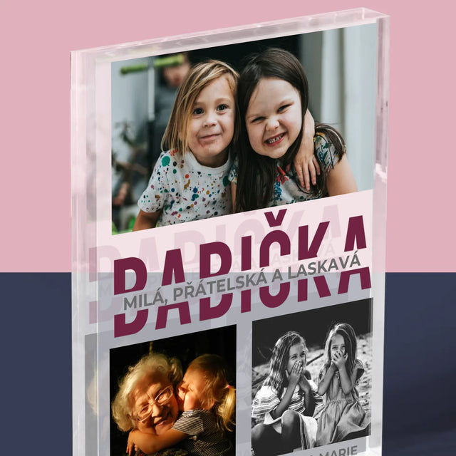 Fotokoláž: Babička - Akrylový Blok