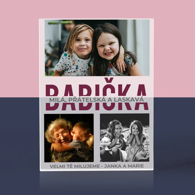 Fotokoláž: Babička - Akrylový Blok