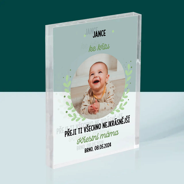 Fotka A Textem: Ke Křtu - Akrylový Blok