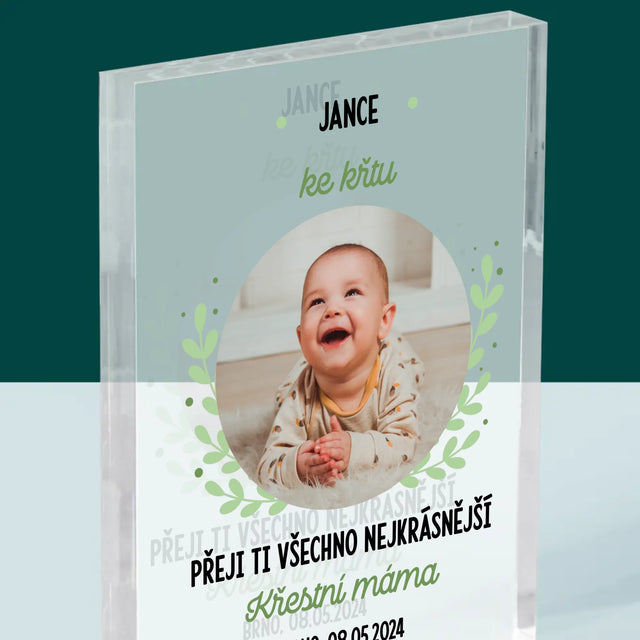 Fotka A Textem: Ke Křtu - Akrylový Blok
