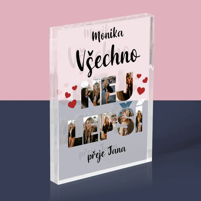 Slovo Z Fotek: Všechno Nejlepší - Akrylový Blok