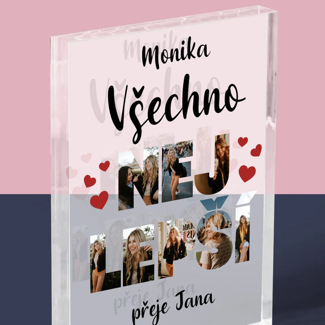 Slovo Z Fotek: Všechno Nejlepší - Akrylový Blok
