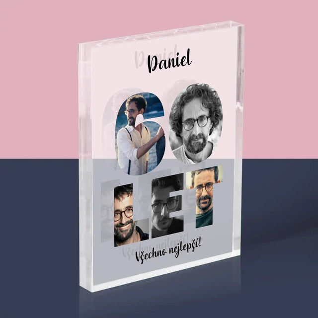 Slovo Z Fotek: 60 Let Z Tvých Fotek - Akrylový Blok