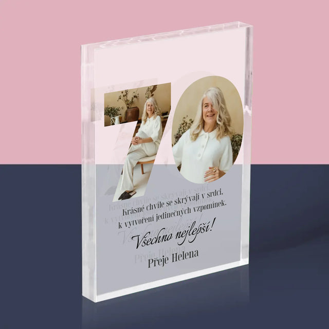 Slovo Z Fotek: 70. Narozeniny - Akrylový Blok