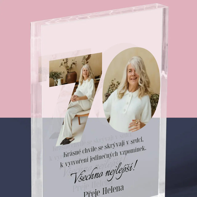 Slovo Z Fotek: 70. Narozeniny - Akrylový Blok
