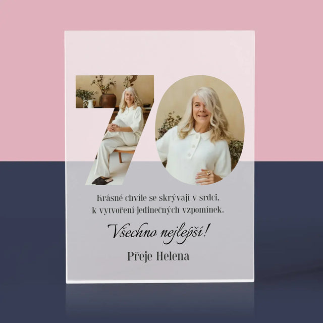 Slovo Z Fotek: 70. Narozeniny - Akrylový Blok
