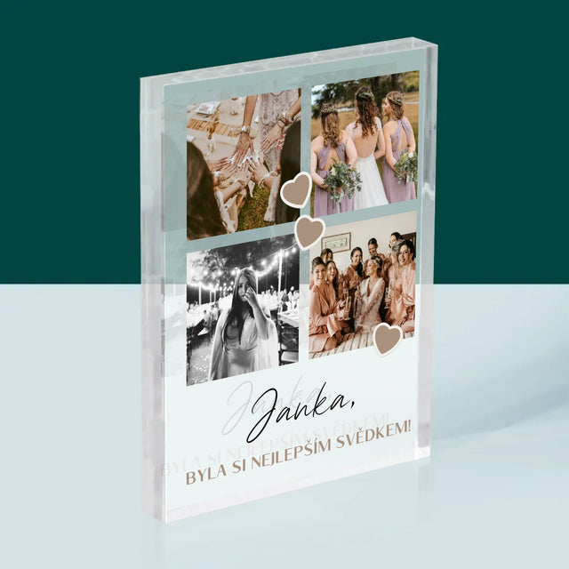 Fotokoláž: Děkovná Koláž Pro Svědka - Akrylový Blok