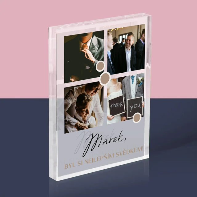Fotokoláž: Děkovná Koláž Pro Svědka - Akrylový Blok