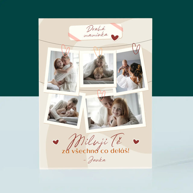Fotokoláž: Miluji Tě Mami - Akrylový Blok
