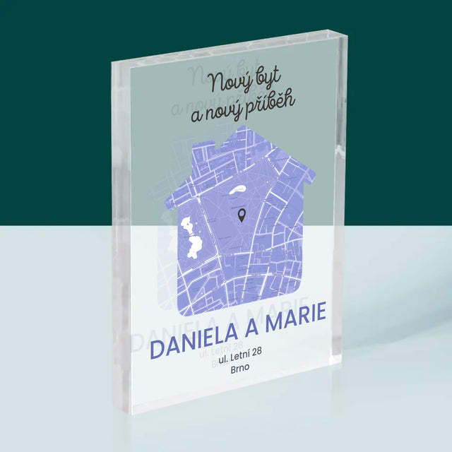 Mapa Města: Mapa Města: Nový Byt - Akrylový Blok