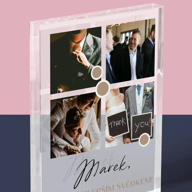 Fotokoláž: Děkovná Koláž Pro Svědka - Akrylový Blok