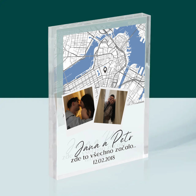 Mapa Města: Kde To Začalo - Mapa Města - Akrylový Blok