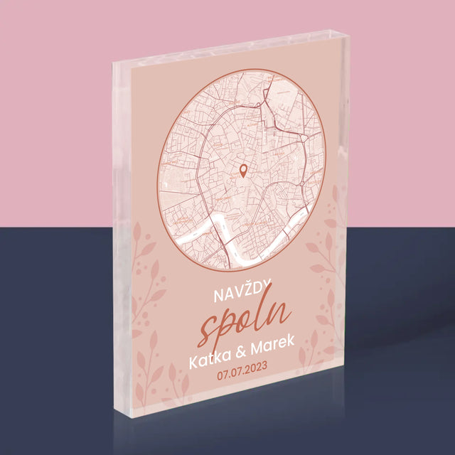 Mapa Města: Navždy Spolu - Mapa Města - Akrylový Blok