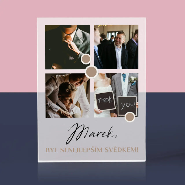 Fotokoláž: Děkovná Koláž Pro Svědka - Akrylový Blok