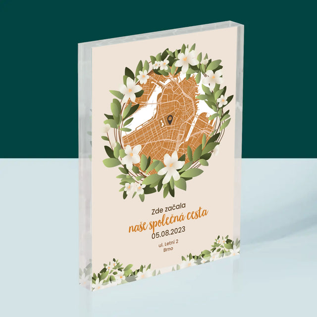 Mapa Města: Začátek Společné Cesty - Mapa Města - Akrylový Blok