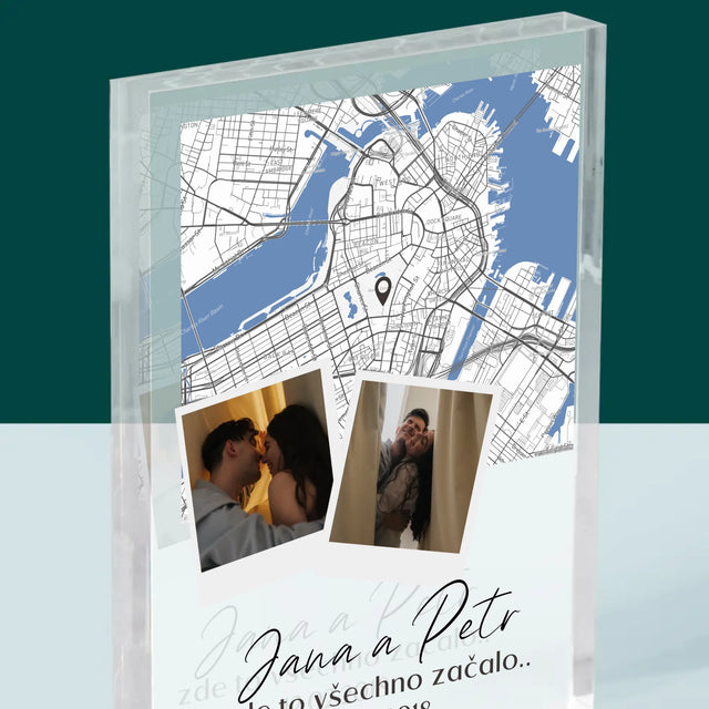 Mapa Města: Kde To Začalo - Mapa Města - Akrylový Blok