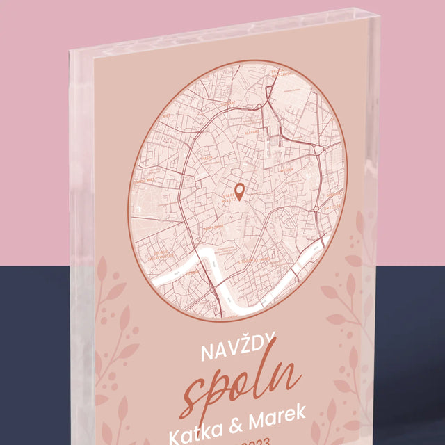 Mapa Města: Navždy Spolu - Mapa Města - Akrylový Blok