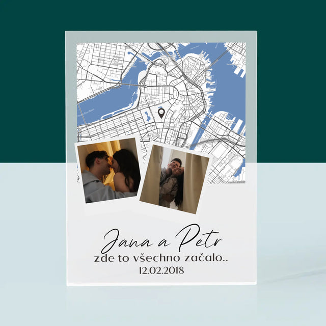 Mapa Města: Kde To Začalo - Mapa Města - Akrylový Blok