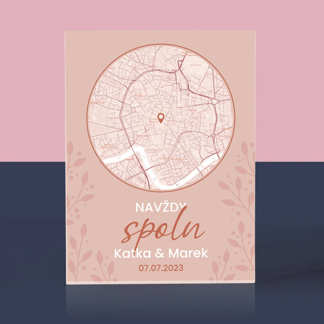 Mapa Města: Navždy Spolu - Mapa Města - Akrylový Blok