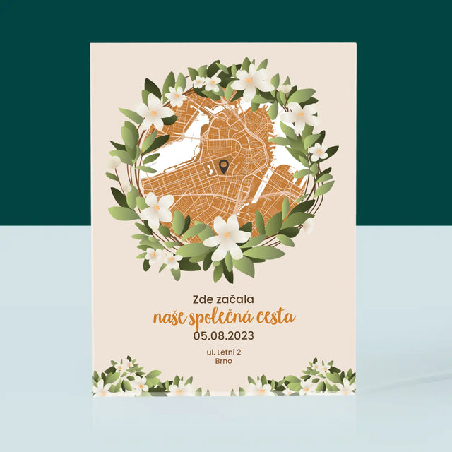 Mapa Města: Začátek Společné Cesty - Mapa Města - Akrylový Blok