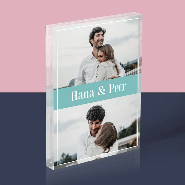 Fotokoláž: Pár Jména - Akrylový Blok
