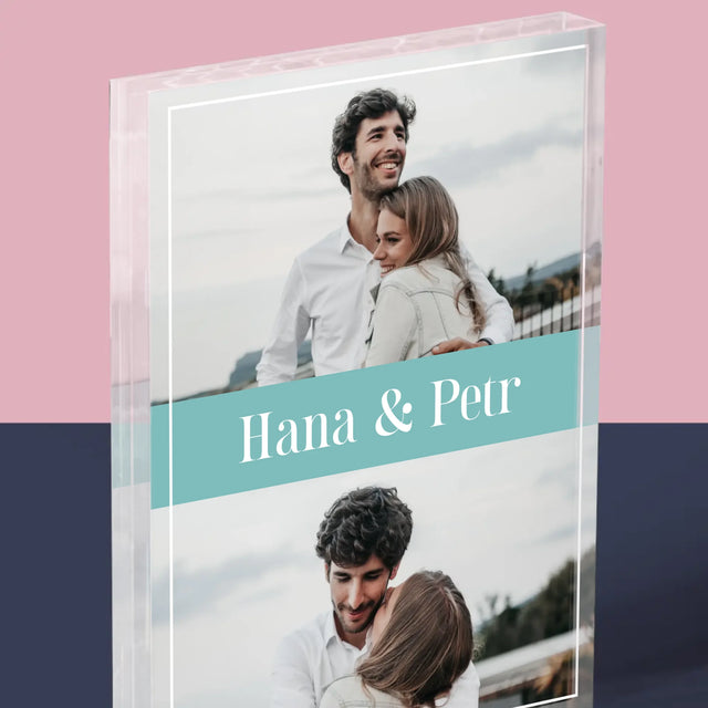 Fotokoláž: Pár Jména - Akrylový Blok