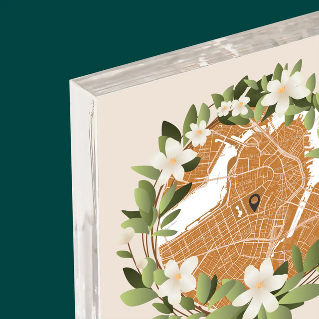 Mapa Města: Začátek Společné Cesty - Mapa Města - Akrylový Blok