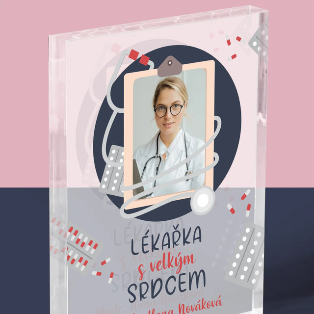 Fotka A Textem: Lékař S Velkým Srdcem - Akrylový Blok