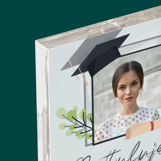 Fotka A Textem: Gratulujeme Paní Magisterko - Akrylový Blok