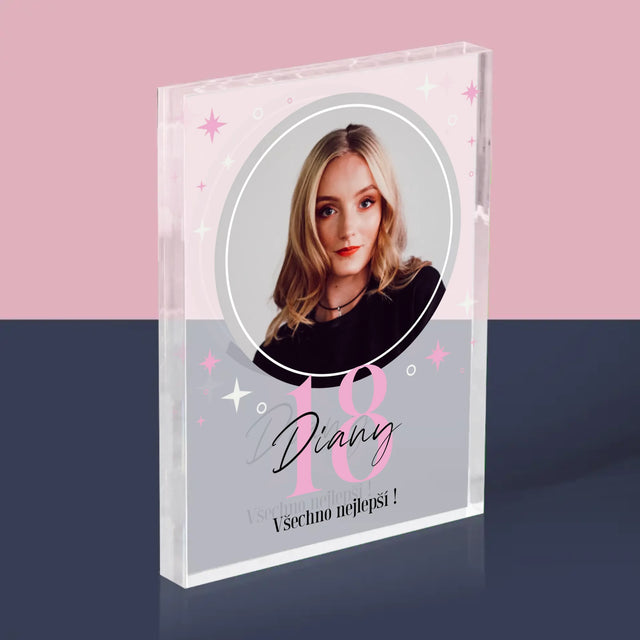 Fotka A Textem: 18 Hvězdiček - Akrylový Blok