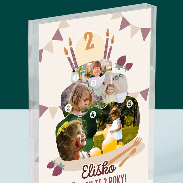 Tvar Z Fotek: Narozeninový Dort - Akrylový Blok