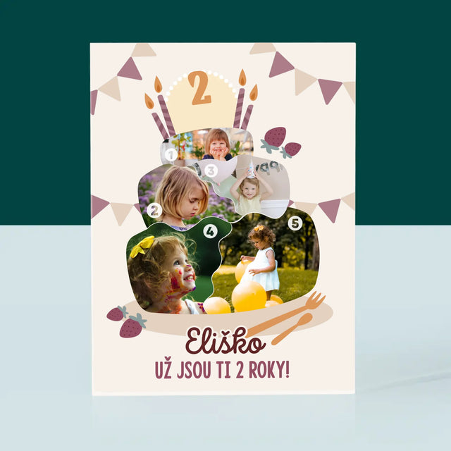 Tvar Z Fotek: Narozeninový Dort - Akrylový Blok