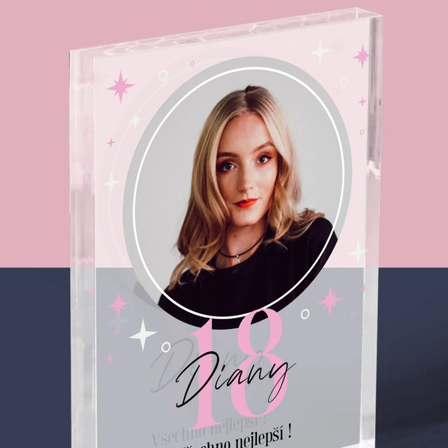 Fotka A Textem: 18 Hvězdiček - Akrylový Blok