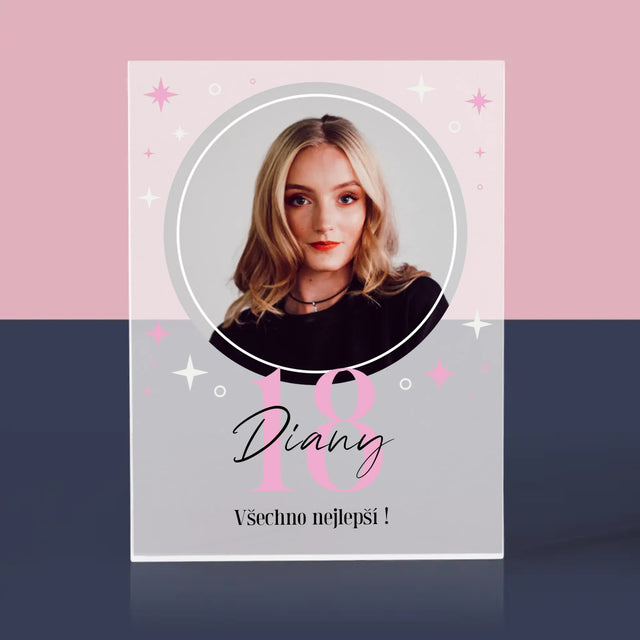 Fotka A Textem: 18 Hvězdiček - Akrylový Blok