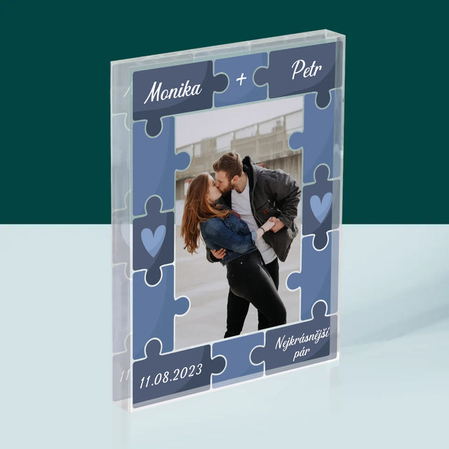 Fotka A Textem: Puzzle + Foto - Akrylový Blok