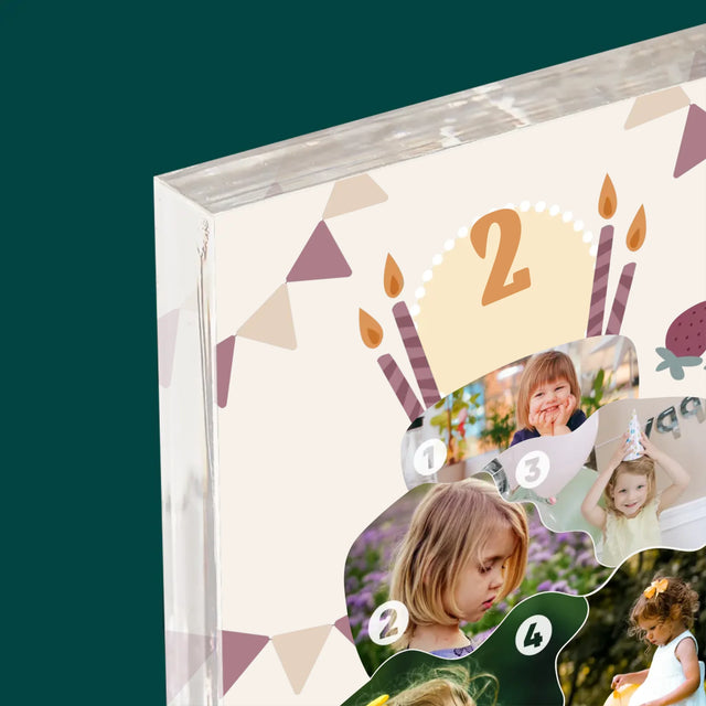 Tvar Z Fotek: Narozeninový Dort - Akrylový Blok