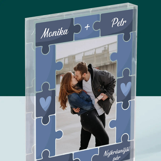 Fotka A Textem: Puzzle + Foto - Akrylový Blok