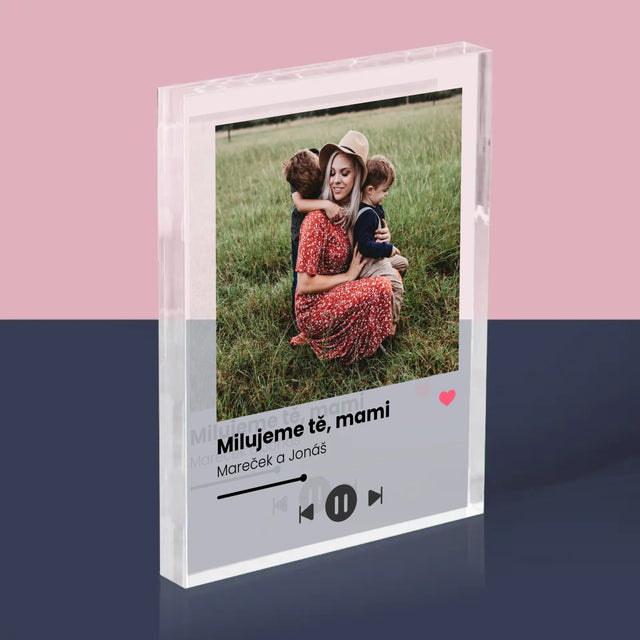 Fotka A Textem: Milujeme Tě, Mami - Akrylový Blok
