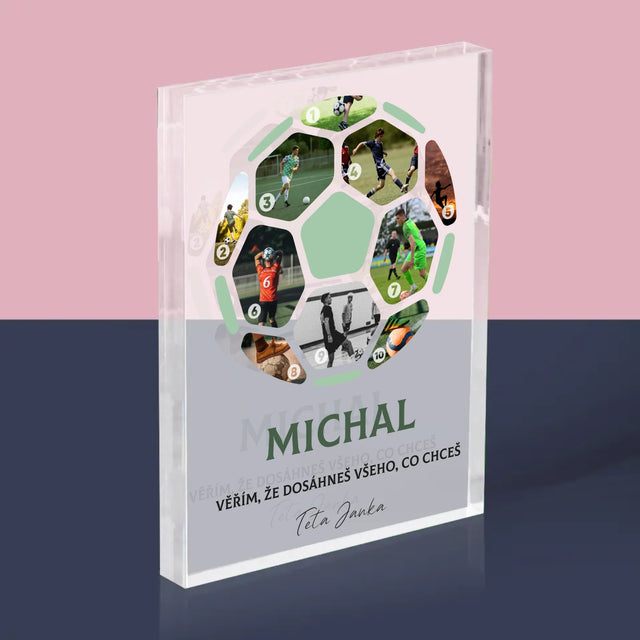 Fotokoláž: Fotbalová Fotografická Koláž - Akrylový Blok