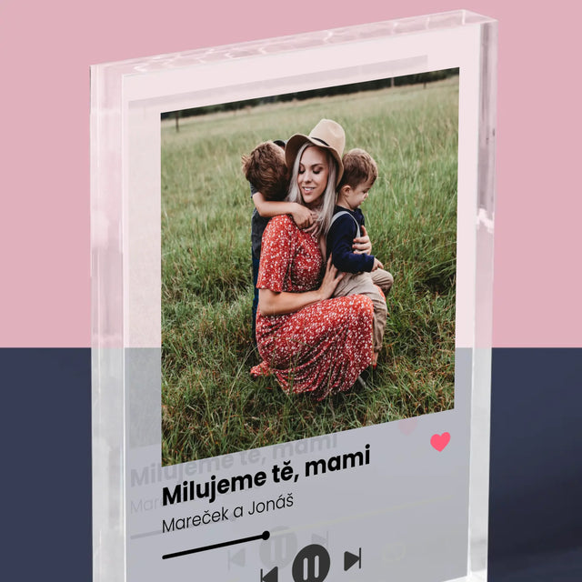 Fotka A Textem: Milujeme Tě, Mami - Akrylový Blok