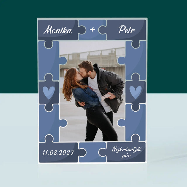 Fotka A Textem: Puzzle + Foto - Akrylový Blok